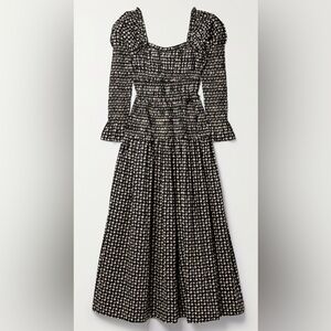 Doen Bellamy Shirred Printed Organic Cotton-Poplin Maxi Dress